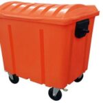 Container Lixo 1000L Coleta C/ Rodas Laranja
