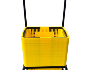 Suporte para cesta de supermercado EkoPalete em aço galvanizado vista frontal