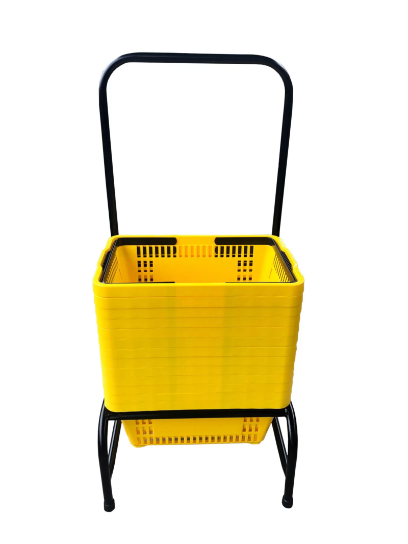 Suporte para cesta de supermercado EkoPalete em aço galvanizado vista frontal