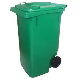Lixeira carrinho coletor 240L EkoPalete verde com 2 rodas, vista frontal