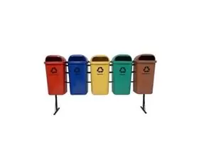 Conjunto de lixeiras papeleira 50L para coleta seletiva nas cores azul, verde, vermelha e amarela CONAMA