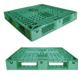 Pallet Plástico 110×110×15 Travado seminovo em logística sul-americana · pool retornável Mercosul · rack profundo multi-direcional