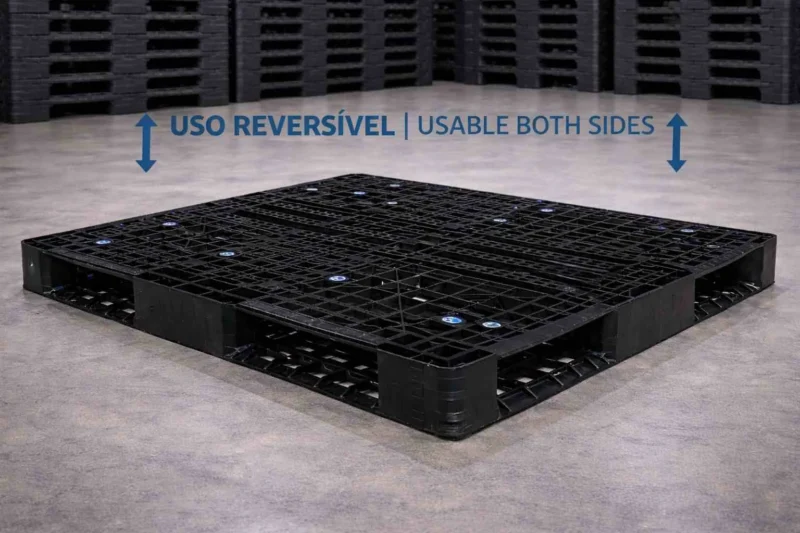 Palete reversível para logística sustentável.