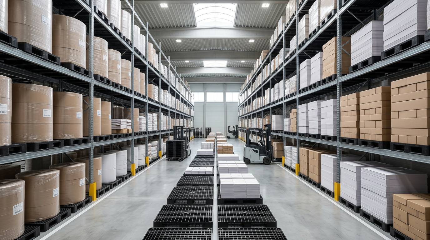 Indústria de Papel e Celulose Pallets plásticos planos e resistentes para papel e celulose da EkoPalete