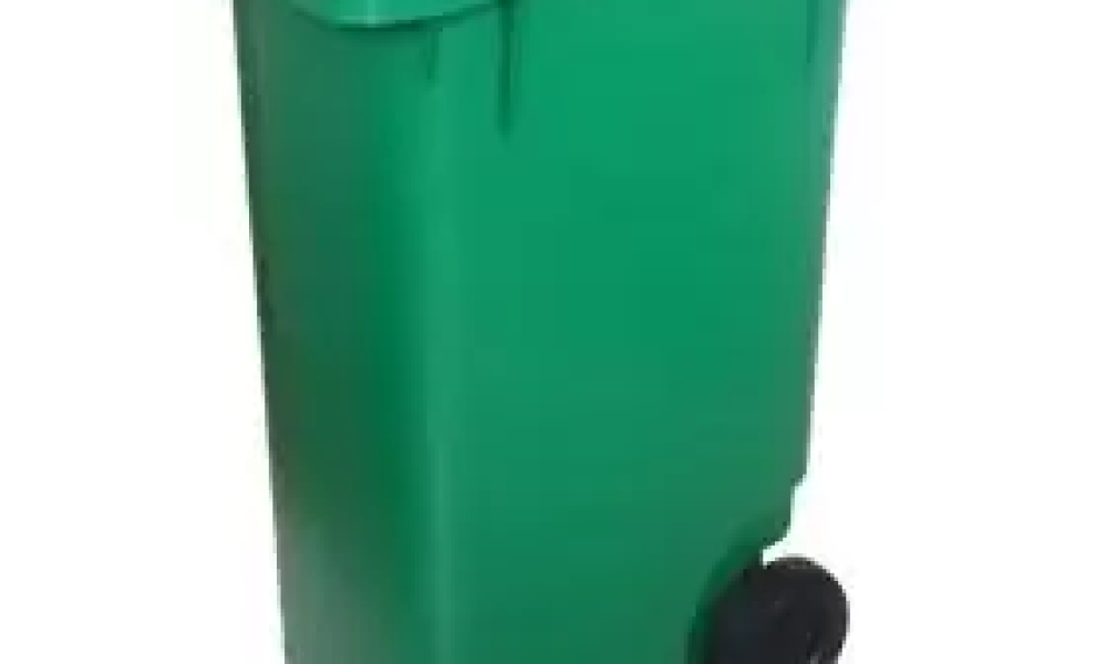 Lixeira carrinho coletor 240L EkoPalete verde com 2 rodas, vista frontal