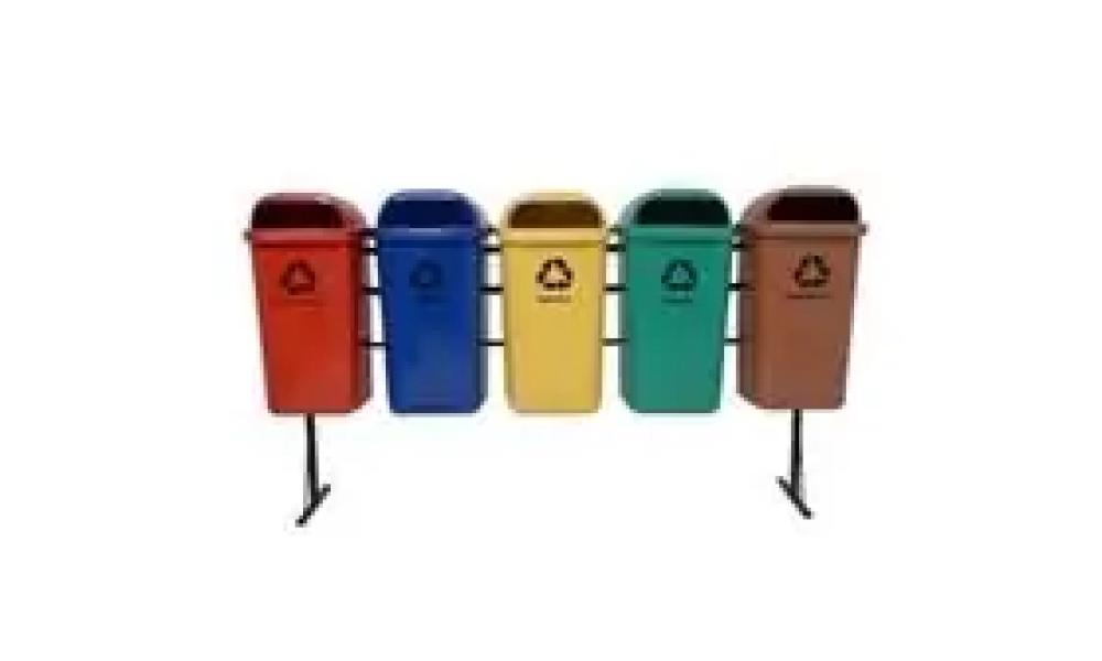 Conjunto de lixeiras papeleira 50L para coleta seletiva nas cores azul, verde, vermelha e amarela CONAMA