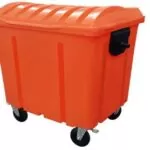 Container Lixo 1000L Coleta C/ Rodas Laranja